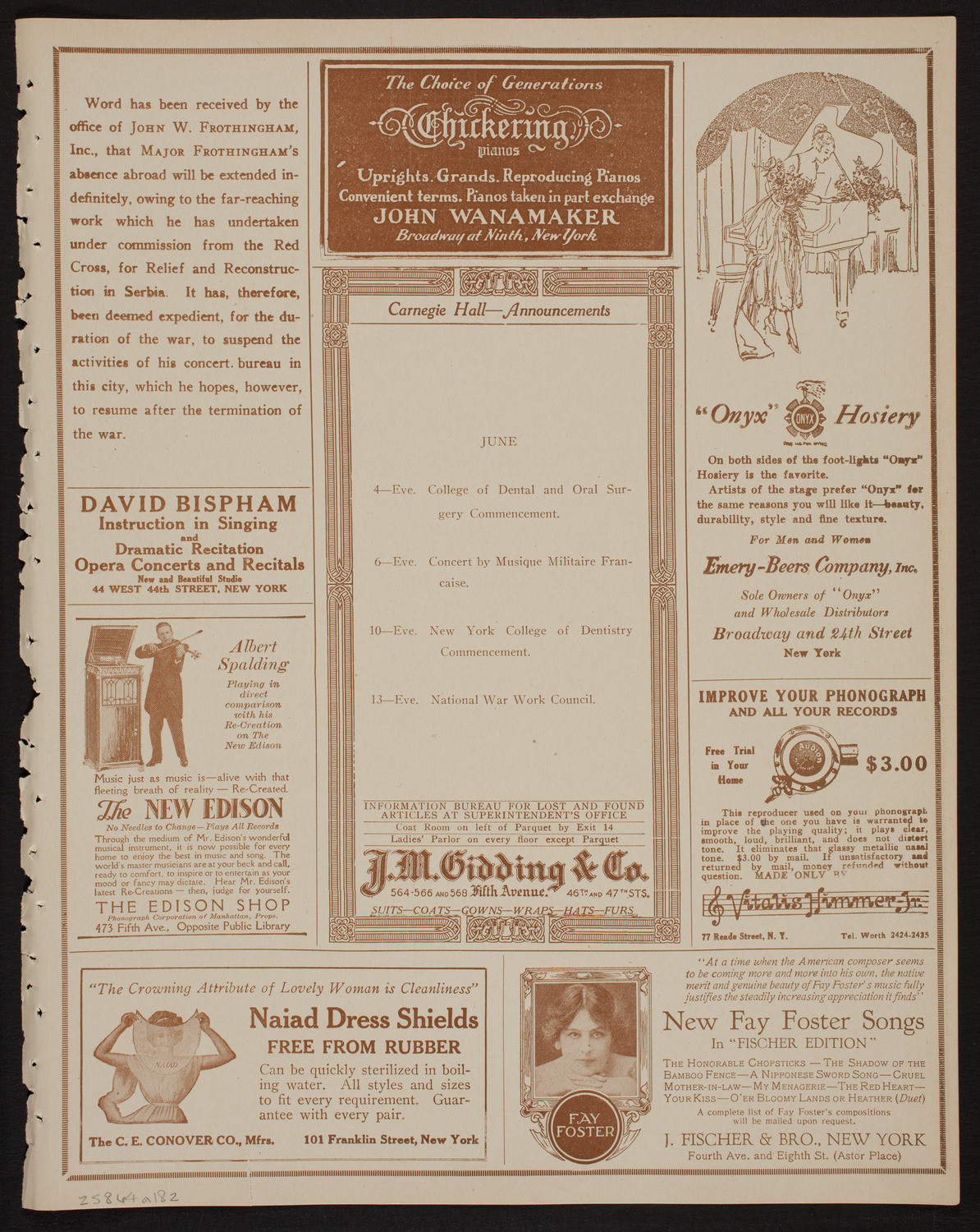 Metropolitan Opera House Orchestra, June 4, 1918, program page 3