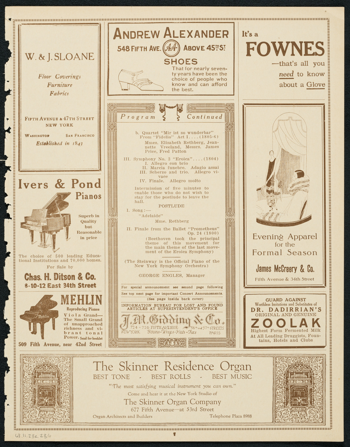 New York Symphony Orchestra: Beethoven Cycle, November 23, 1923, program page 7