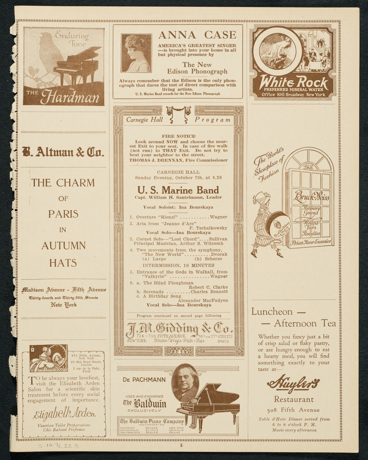 U.S. Marine Band, October 7, 1923, program page 5