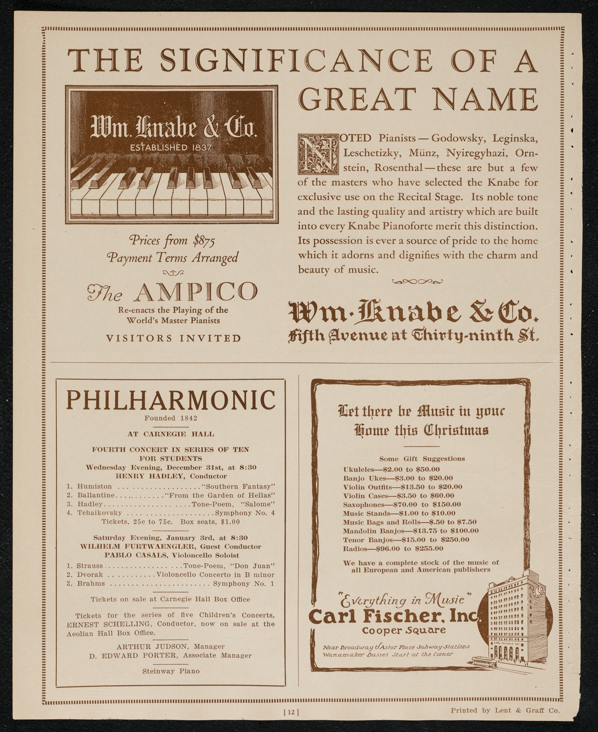 Schola Cantorum of New York, December 30, 1924, program page 12