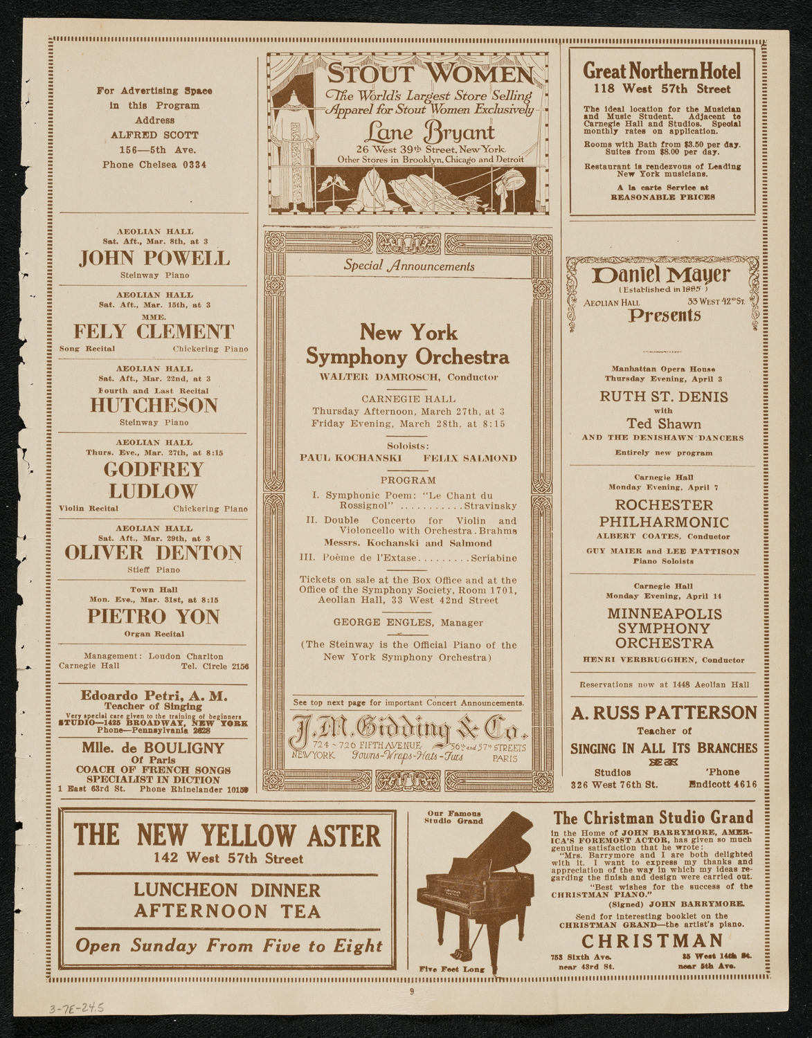 New York Symphony Orchestra, March 7, 1924, program page 9