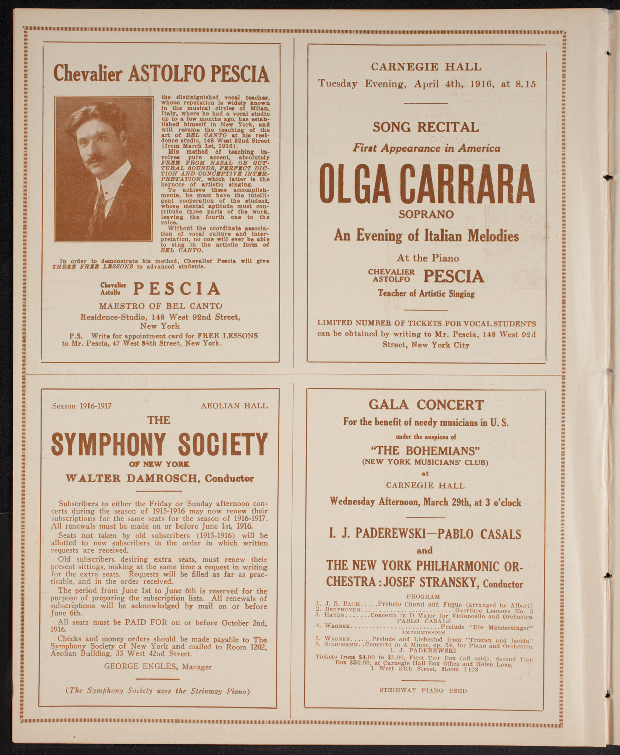 New York Philharmonic, March 26, 1916, program page 8
