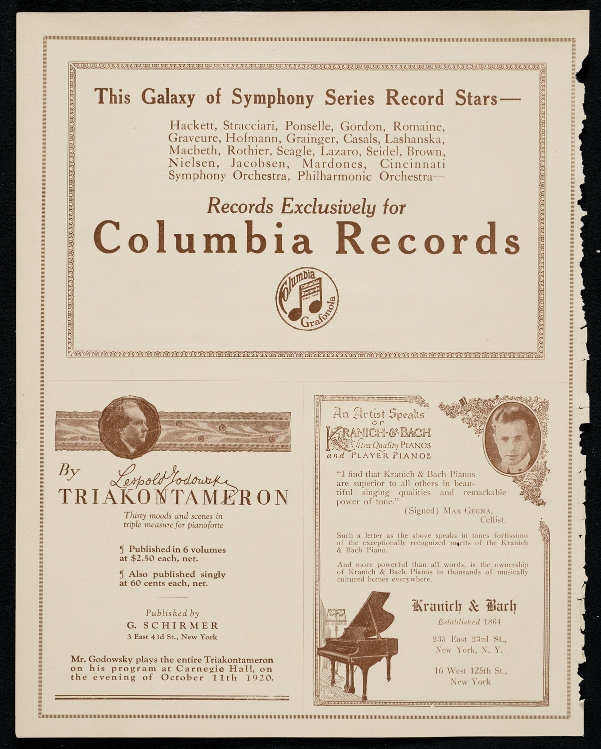Leopold Godowsky, Piano, October 11, 1920, program page 6