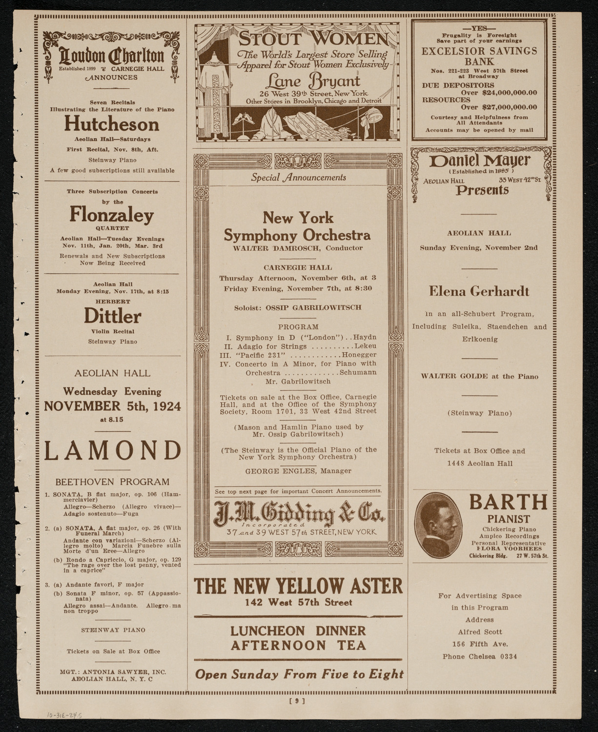 New York Symphony Orchestra, October 31, 1924, program page 9