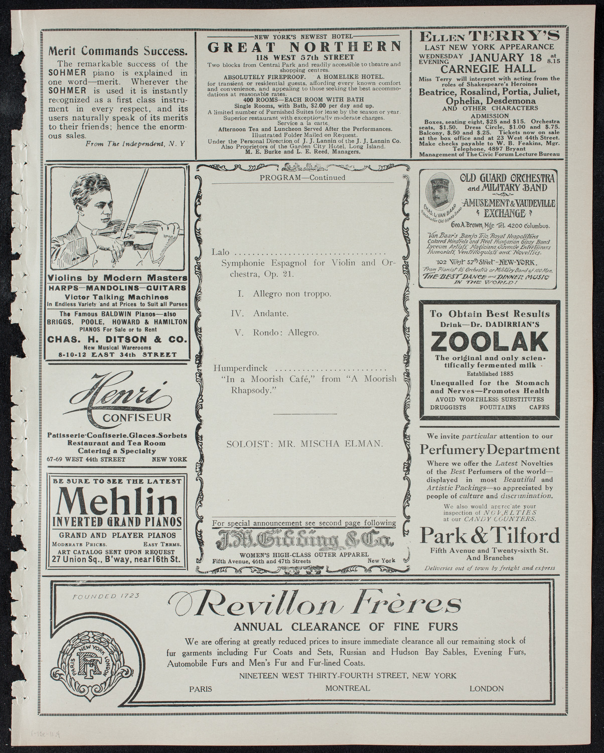 Boston Symphony Orchestra, January 12, 1911, program page 7