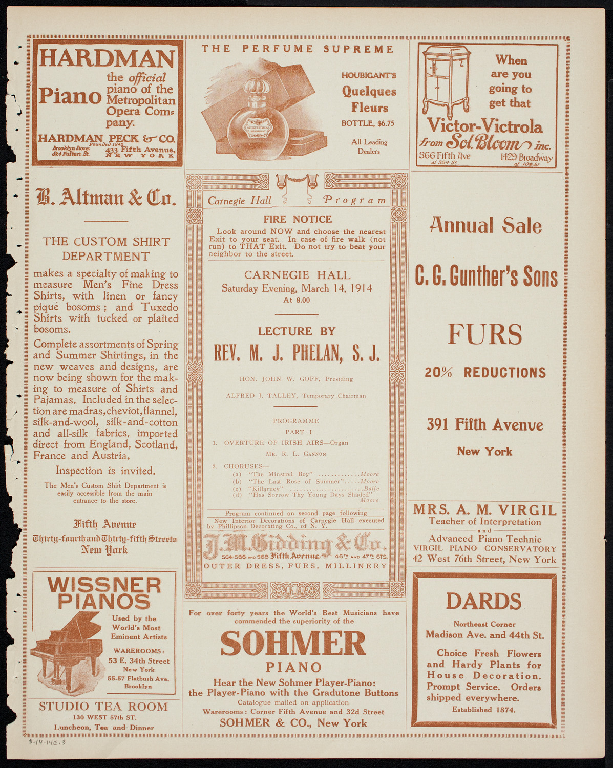 Lecture by Reverend Michael J. Phelan, with Gaelic Concert and Dancing, March 14, 1914, program page 5