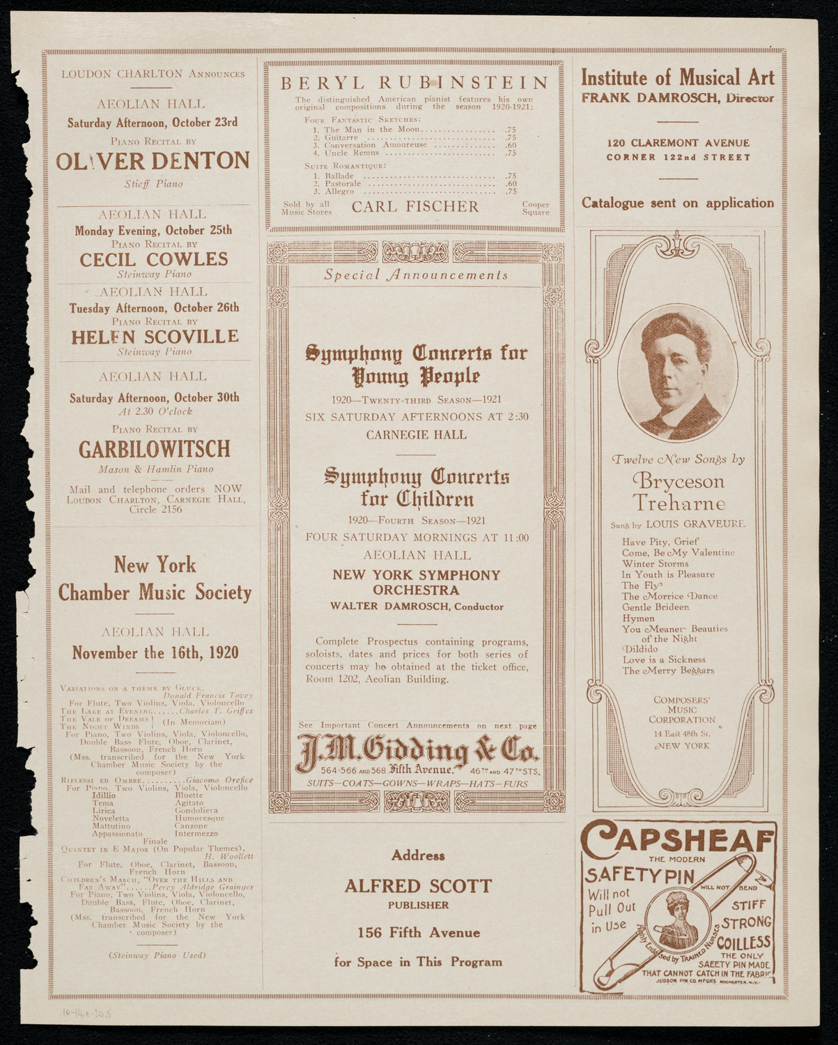 Ervin Nyiregyházi, Piano, October 18, 1920, program page 9
