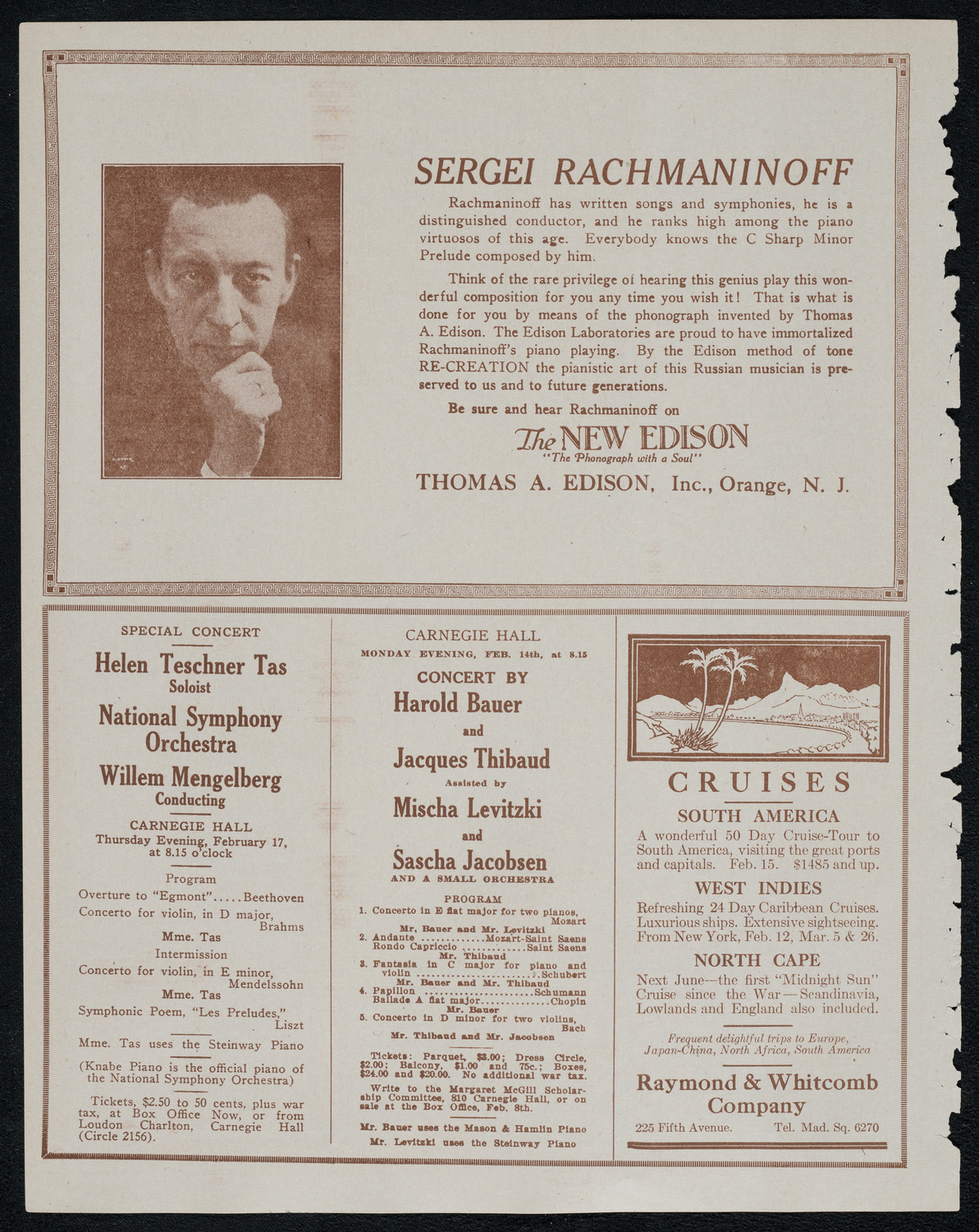 Burton Holmes Travelogue: Visions of Venice, February 13, 1921, program page 2