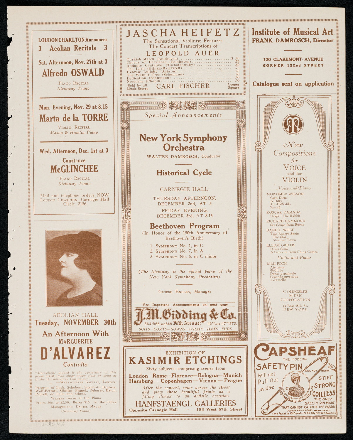 National Symphony Orchestra, November 24, 1920, program page 9