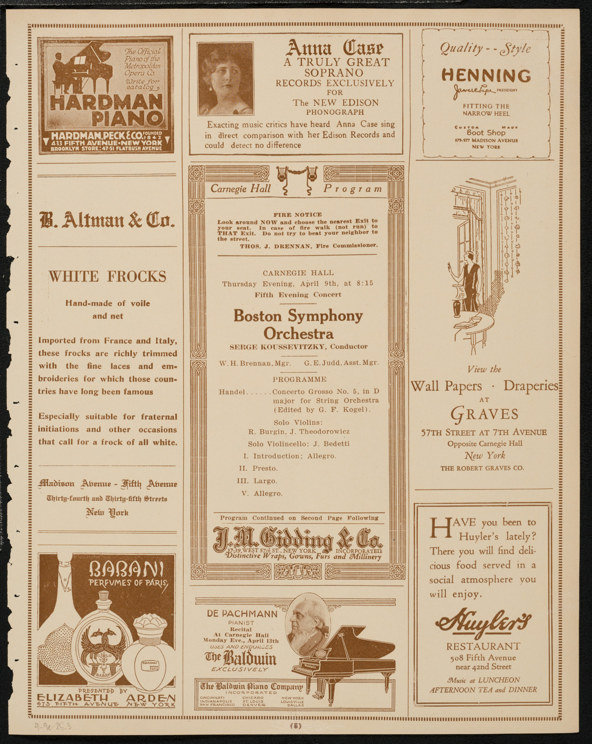 Boston Symphony Orchestra, April 9, 1925, program page 5
