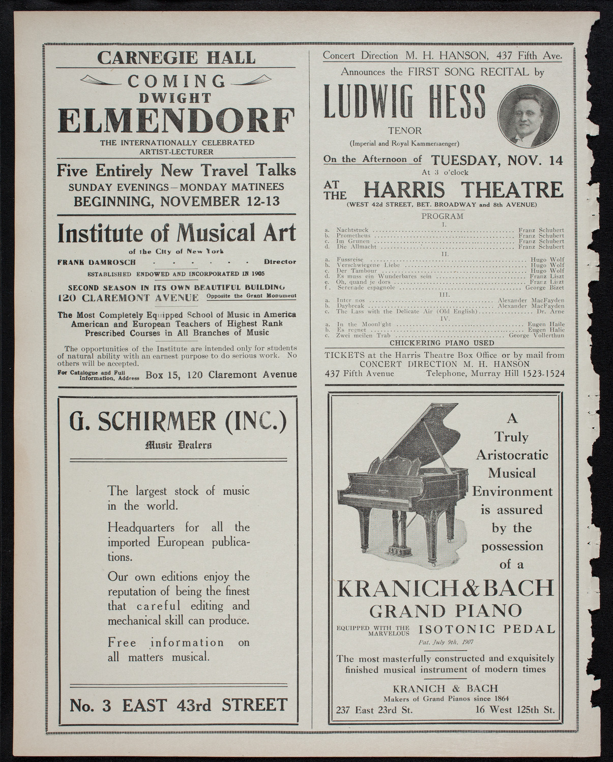 New York Philharmonic, November 2, 1911, program page 6