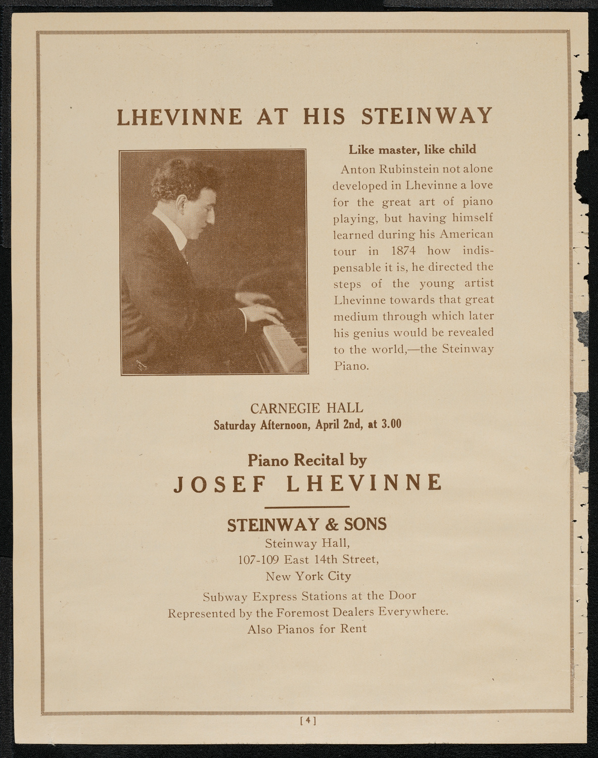 National Symphony Orchestra, April 1, 1921, program page 4