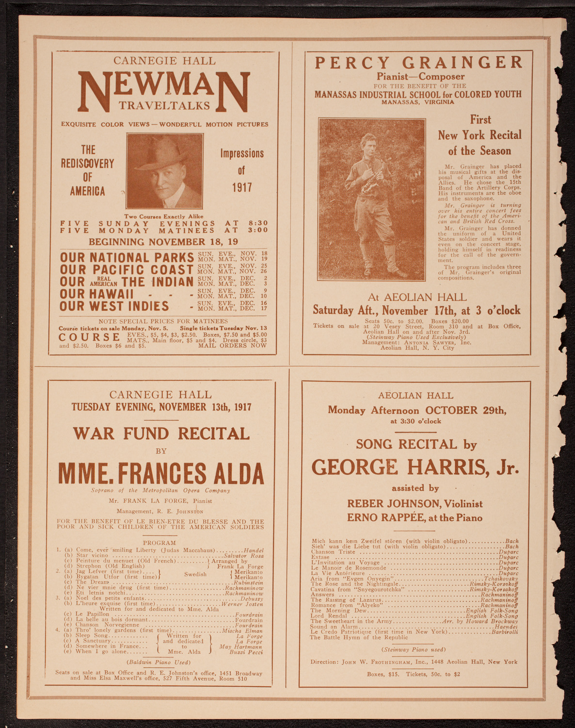 Fritz Kreisler, Violin, October 28, 1917, program page 10