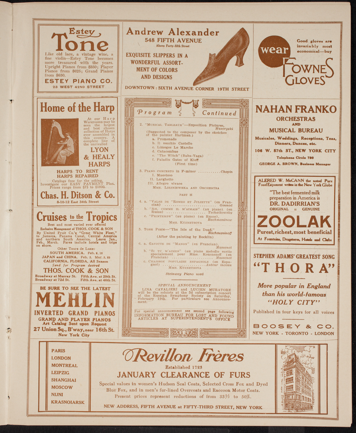 Russian Symphony Society of New York, January 29, 1916, program page 7