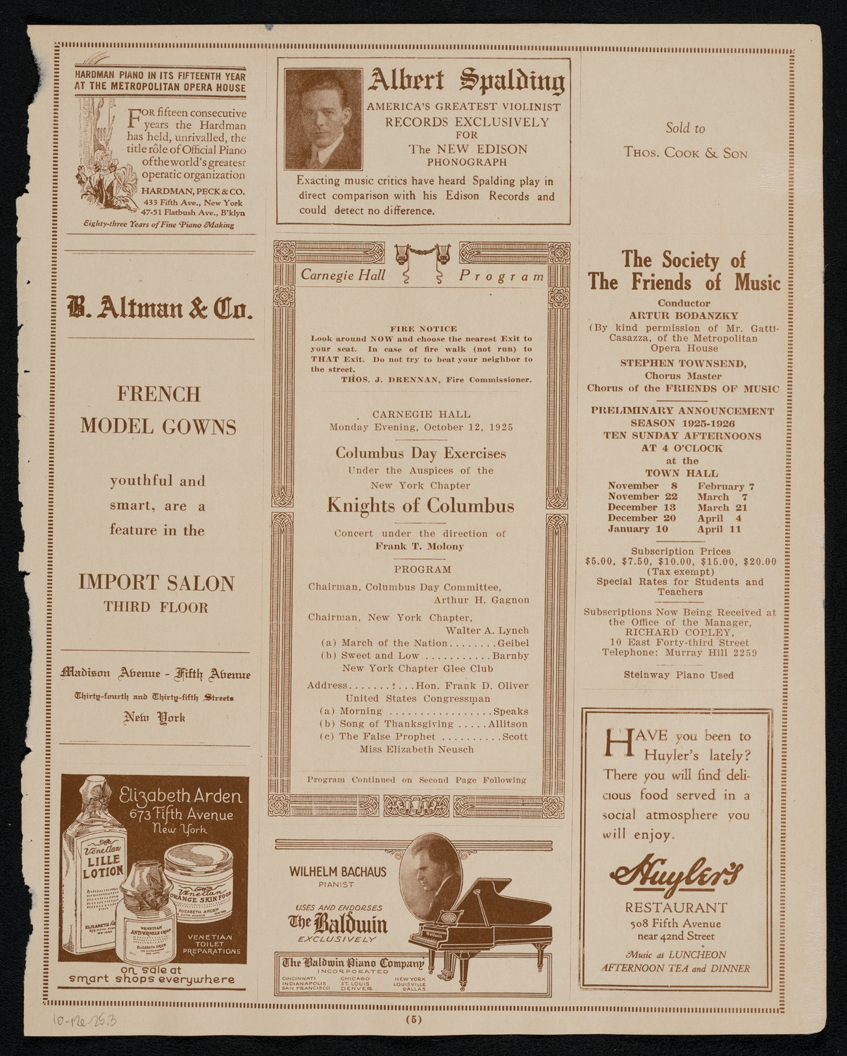 Columbus Day Celebration, October 12, 1925, program page 5