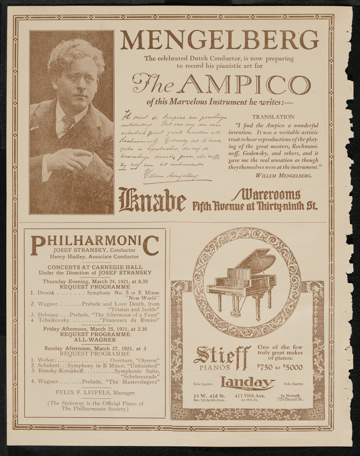 Sascha Jacobsen, Violin, March 22, 1921, program page 12