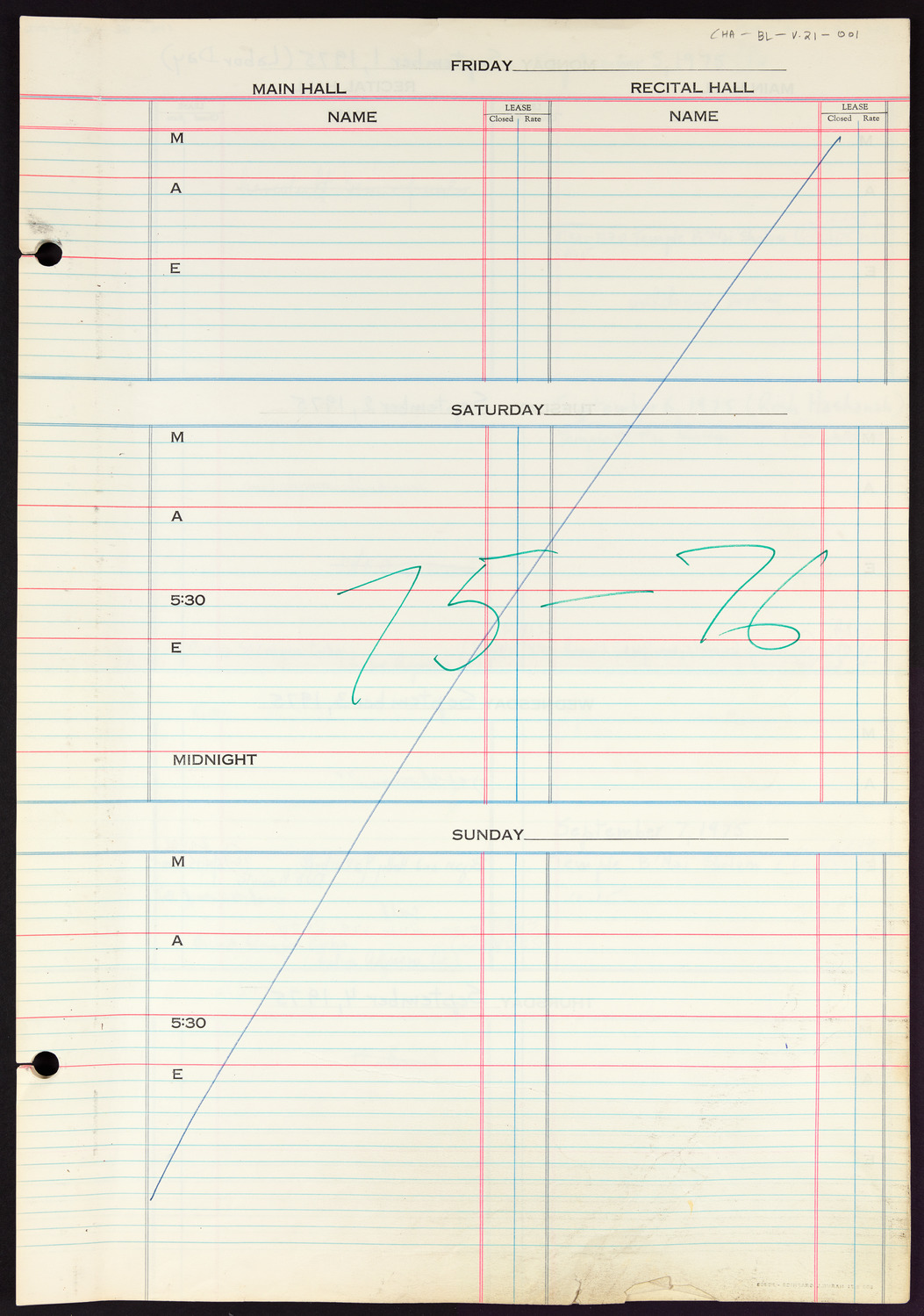 Carnegie Hall Booking Ledger, volume 21, page 1