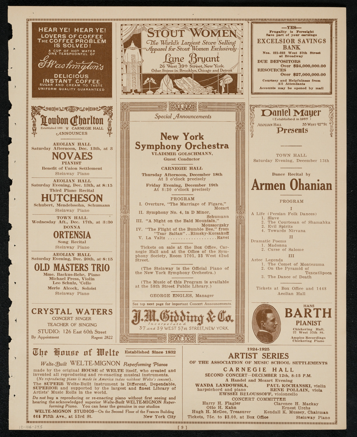 State Symphony Orchestra of New York, December 10, 1924, program page 9