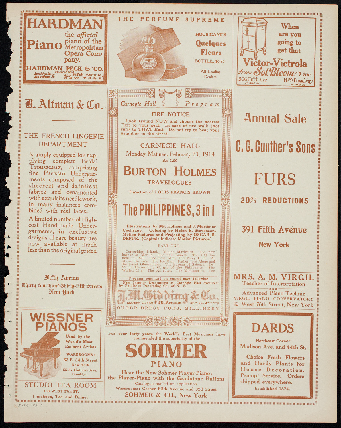 Burton Holmes Travelogue: The Philippines, February 23, 1914, program page 5