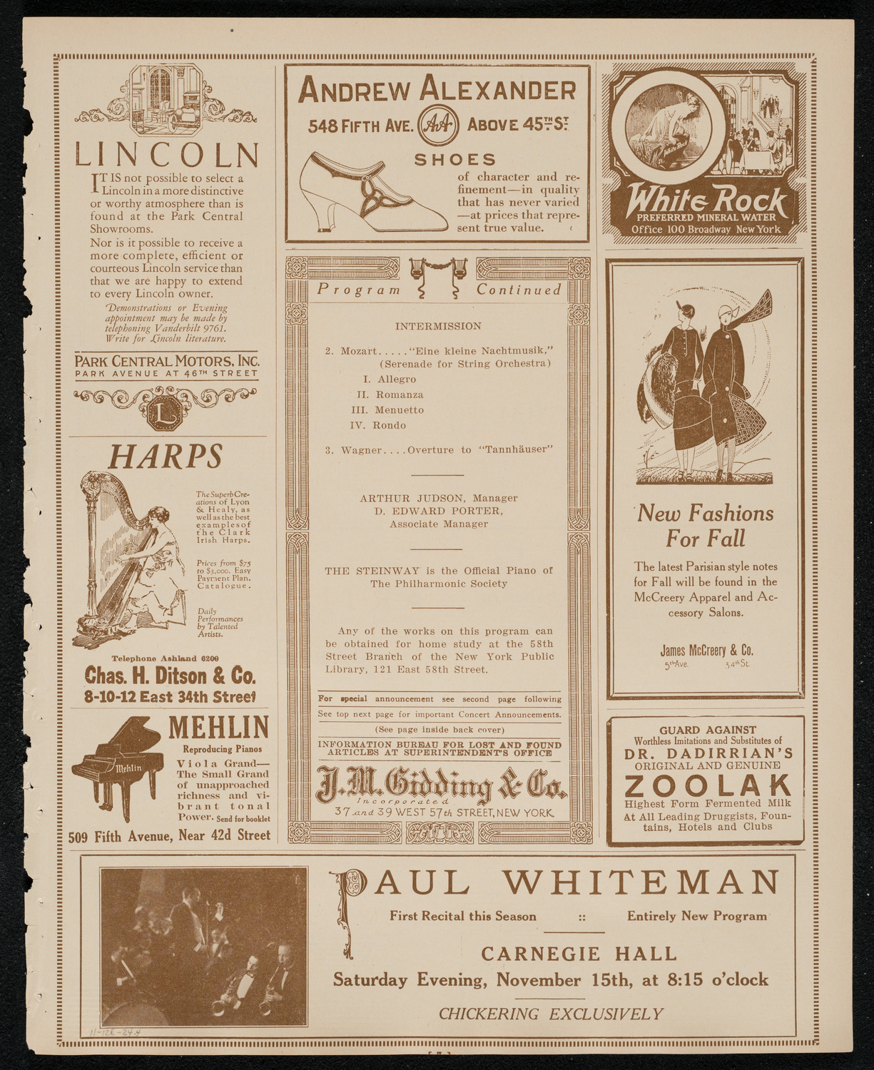 New York Philharmonic Students' Concert, November 12, 1924, program page 7