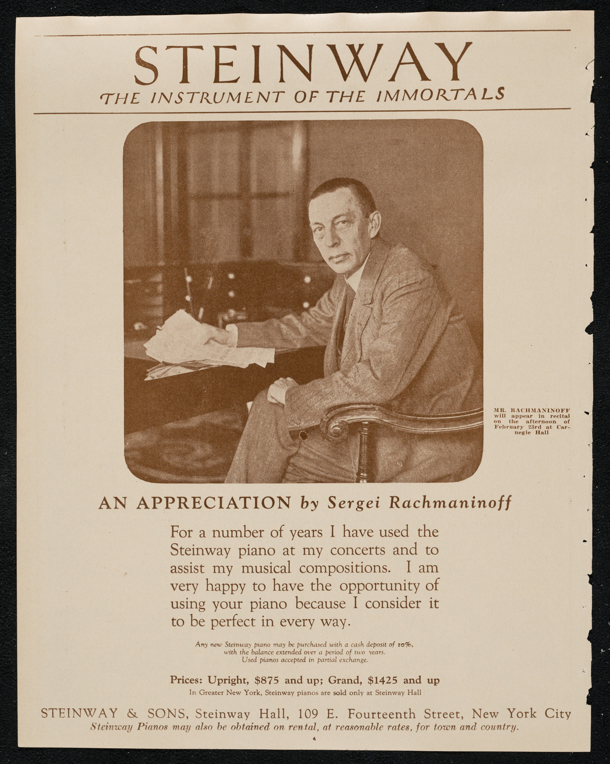 New York Philharmonic, February 17, 1924, program page 4