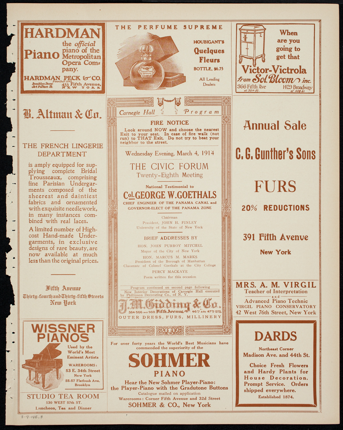 The Civic Forum, March 4, 1914, program page 5