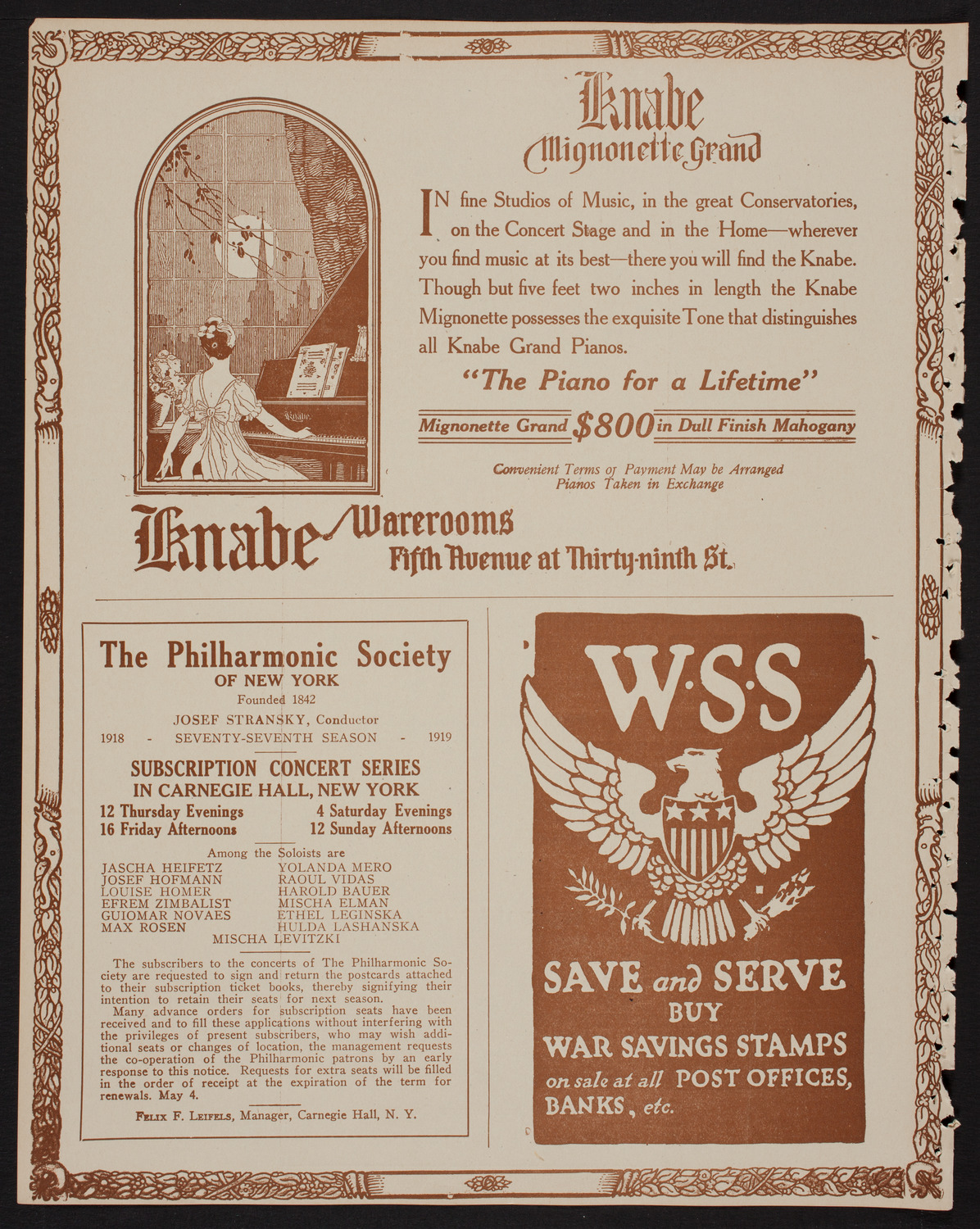 Toscha Seidel, Violin, April 14, 1918, program page 12
