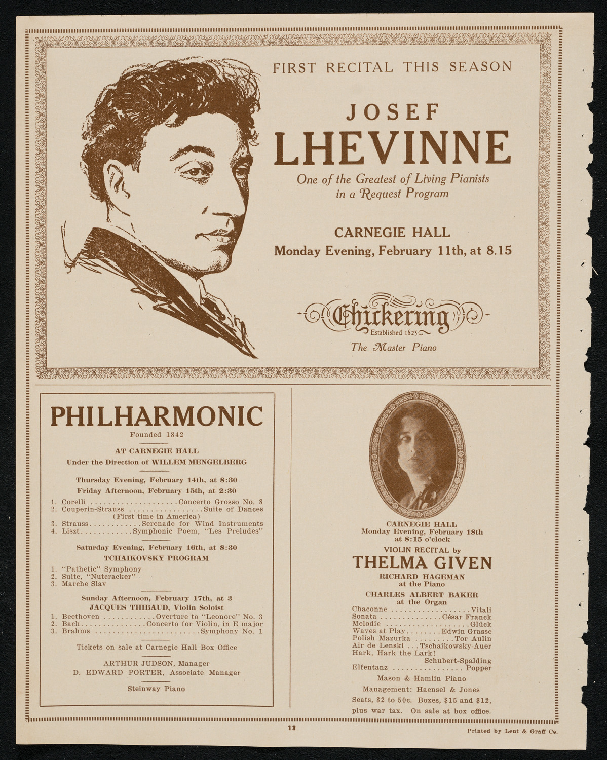 Lecture-Concert by Dr. G. Arthur Gayer, Mme. Wolf Rashkis, Alfredo Oswald, and Sepp Morscher, February 9, 1924, program page 12