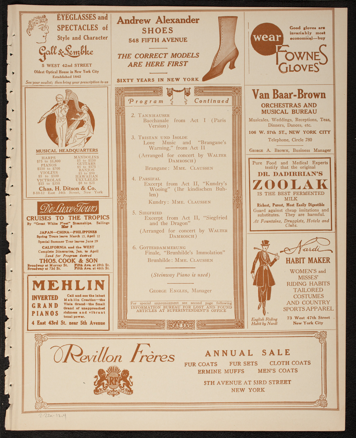 New York Symphony Orchestra, February 22, 1917, program page 7