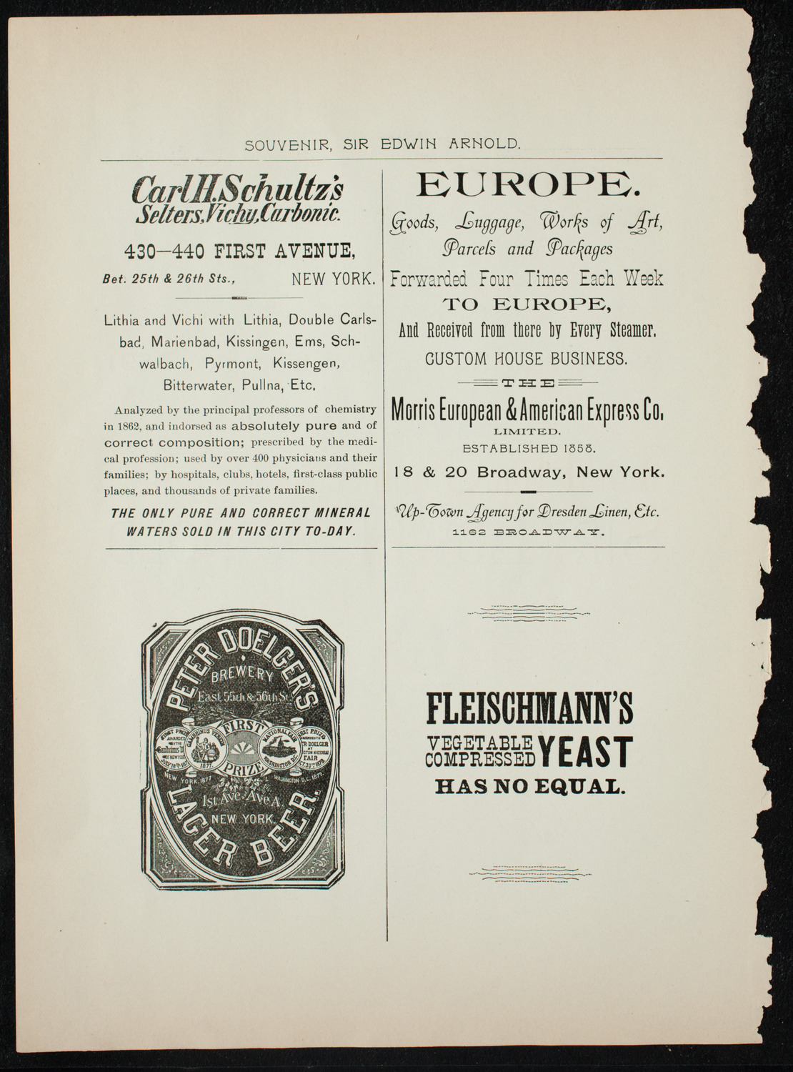 Lecture by Sir Edwin Arnold, November 4, 1891, program page 10