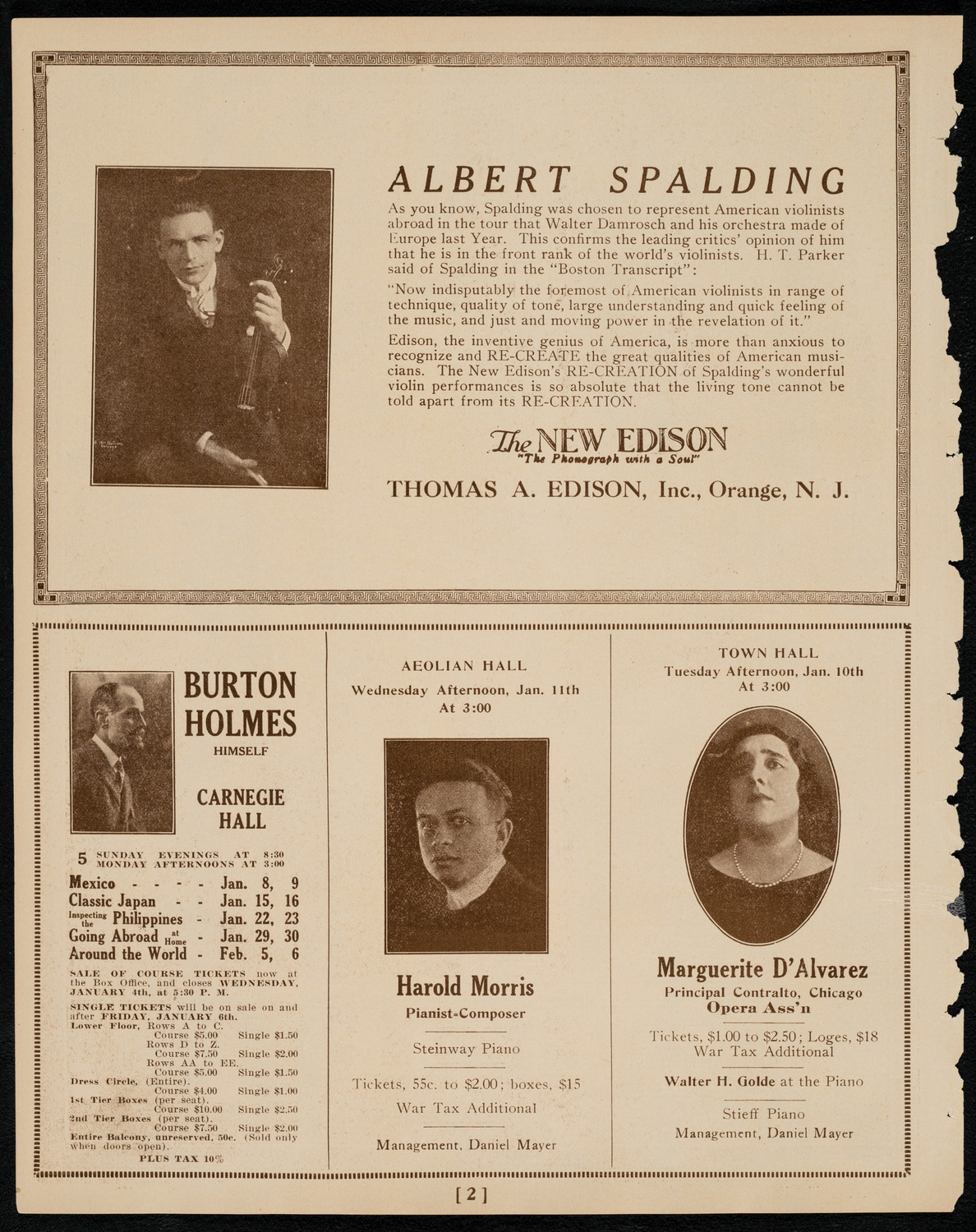 New York Symphony Orchestra, January 6, 1922, program page 2