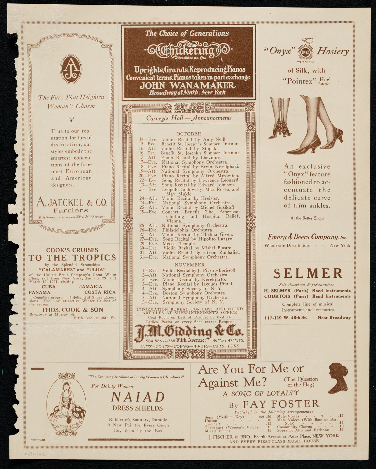 Benefit: St. Joseph Summer Institute, October 13, 1920, program page 3