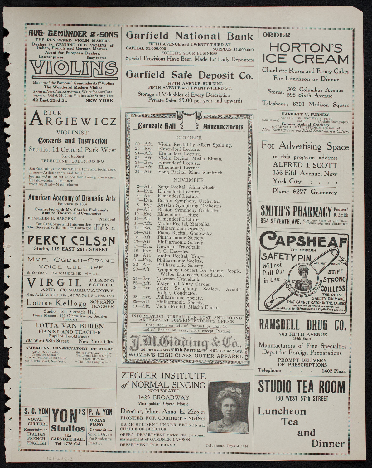 Elmendorf Lecture: The Heart of the Rocky Mountains, October 14, 1912, program page 3