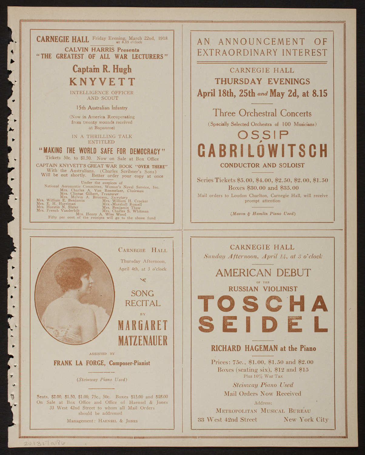 Eddy Brown, Violin, March 17, 1918, program page 11