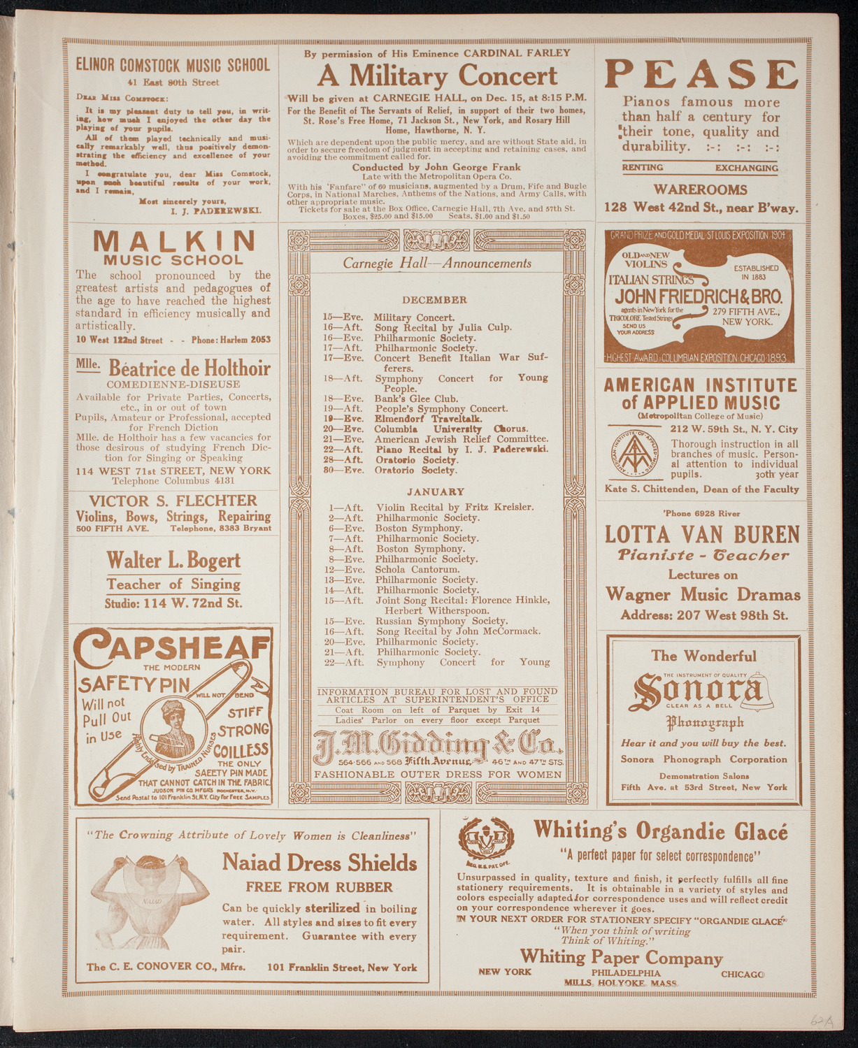 Musical Art Society of New York, December 14, 1915, program page 3