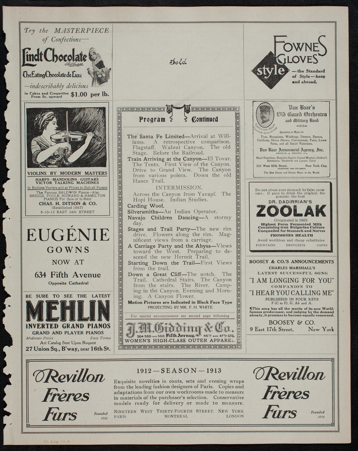 Elmendorf Lecture: The Grand Canyon, October 20, 1912, program page 7