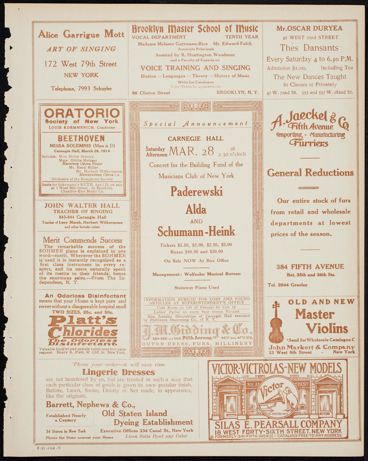 Boston Symphony Orchestra, March 21, 1914, program page 9
