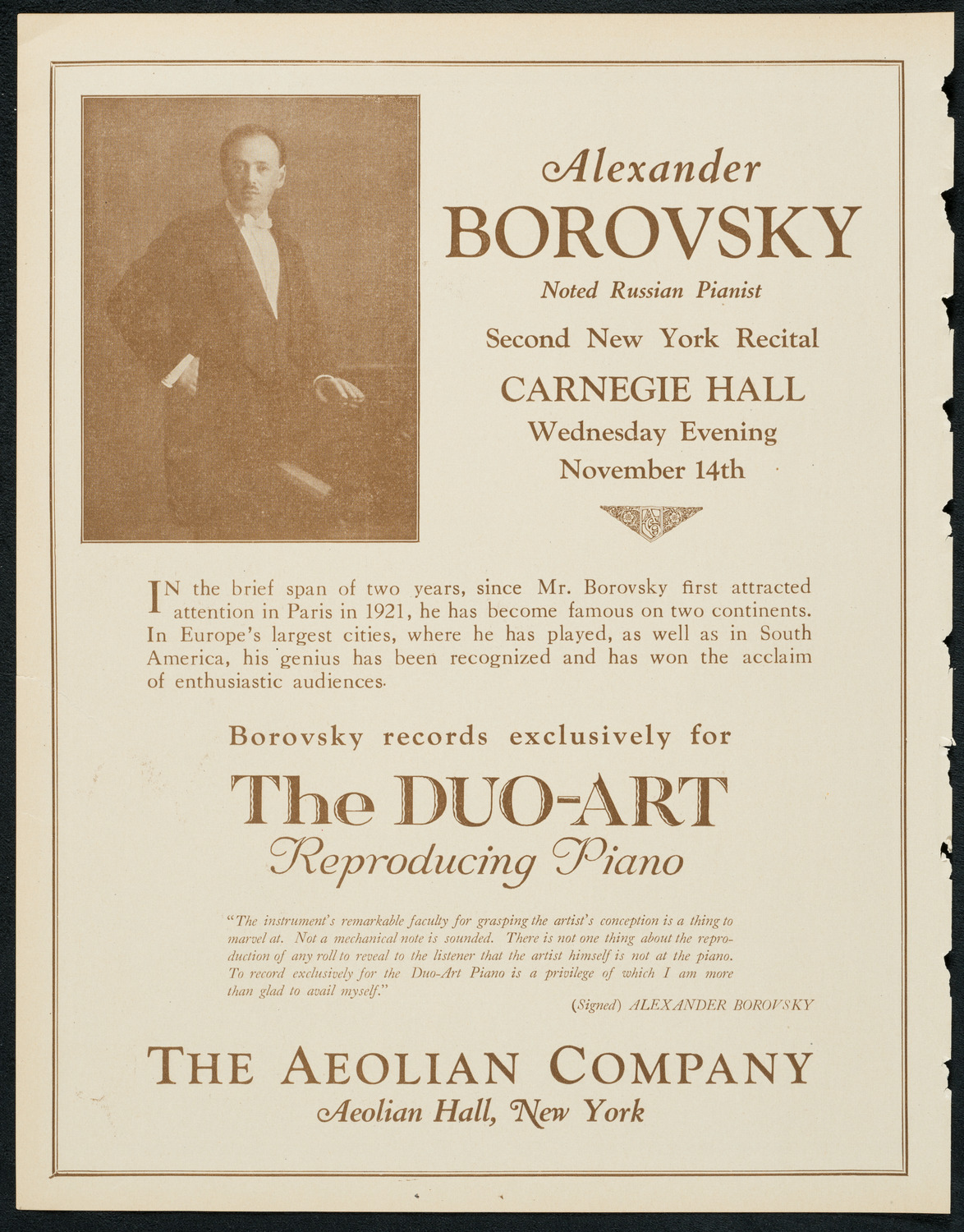 Margaret Matzenauer, Mezzo-Soprano, November 13, 1923, program page 2
