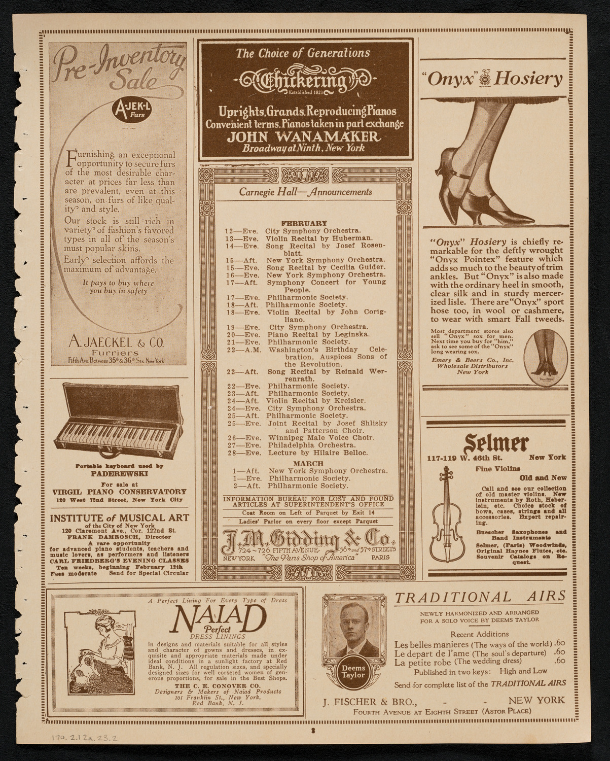 Mabel Garrison, Soprano, February 12, 1923, program page 3