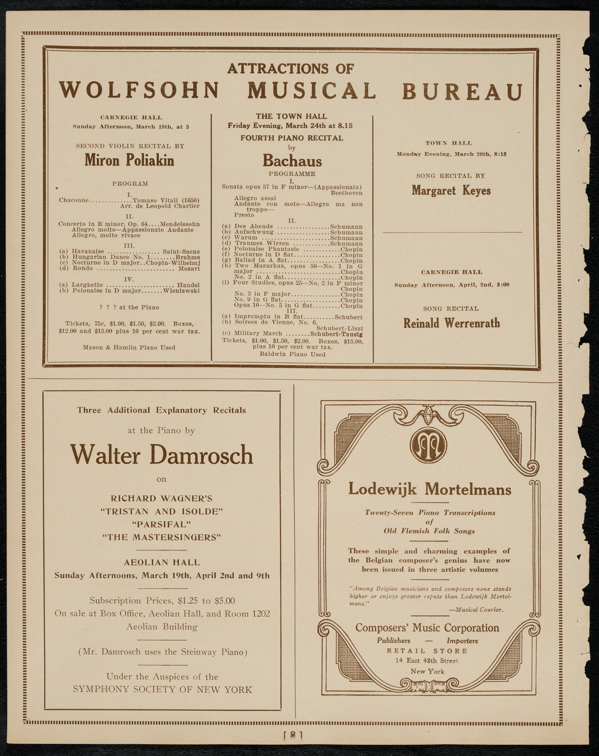 Philadelphia Orchestra, March 14, 1922, program page 8