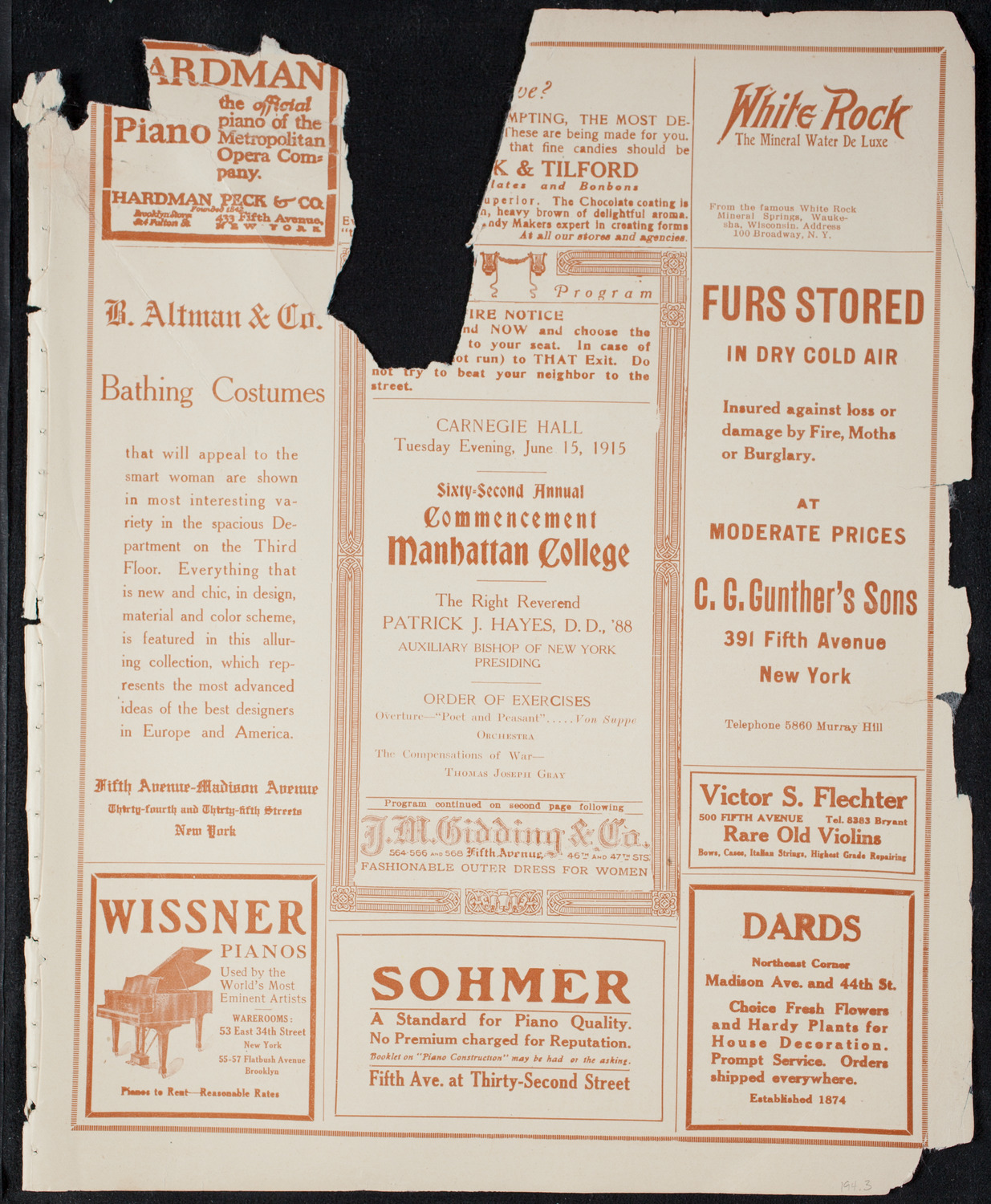 Graduation: Manhattan College, June 15, 1915, program page 5