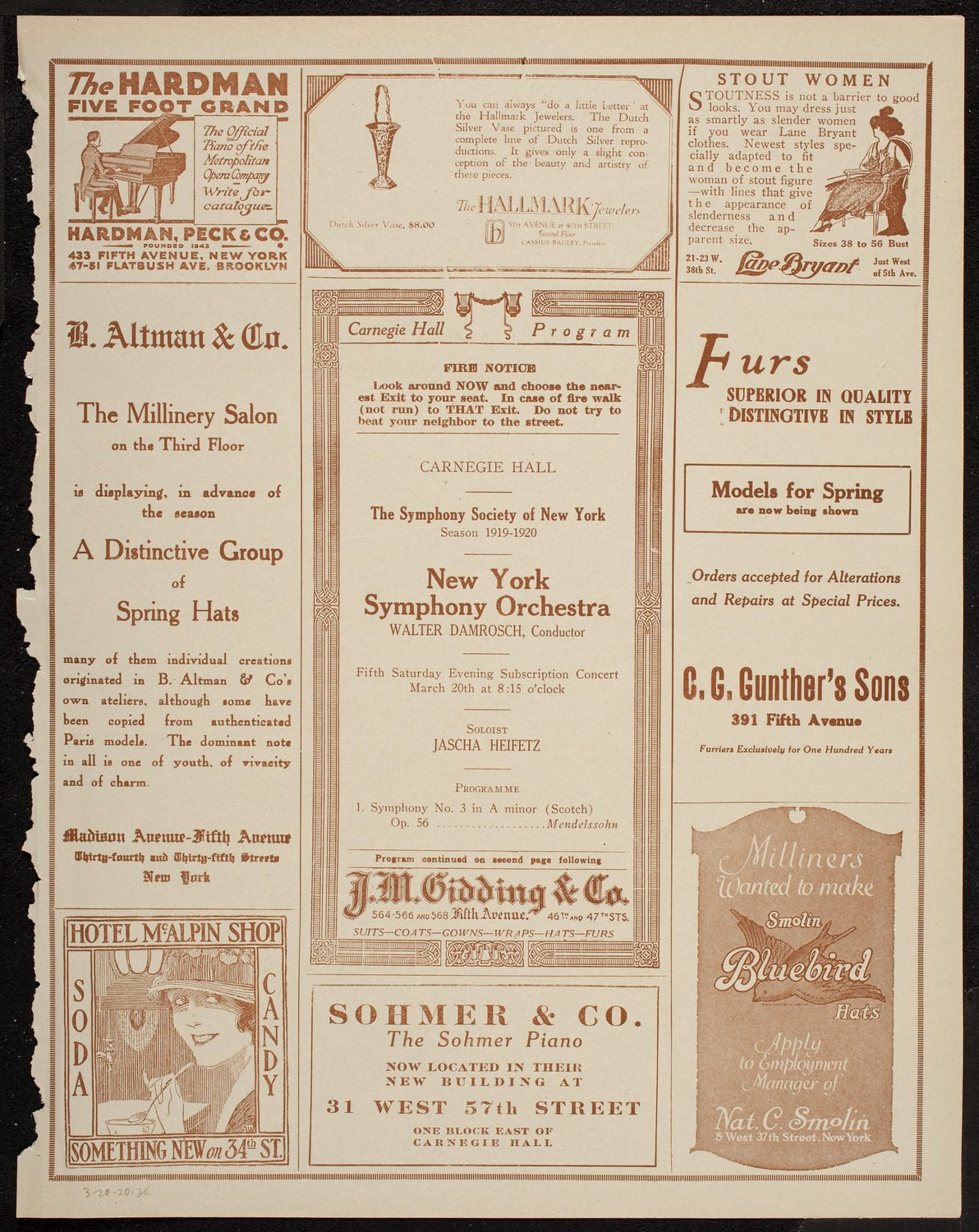 New York Symphony Orchestra, March 20, 1920, program page 5