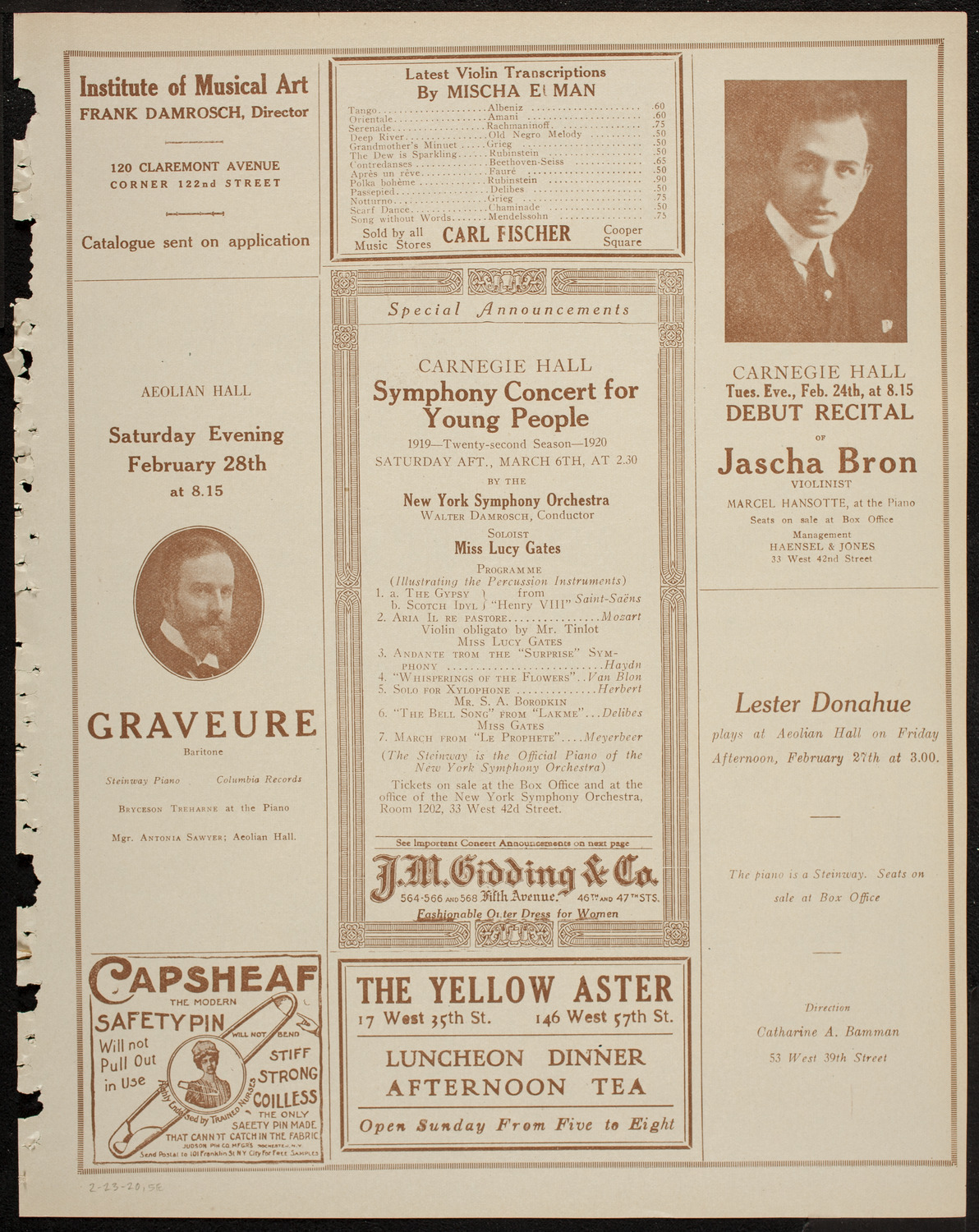 Theo Karle, Tenor, February 23, 1920, program page 9