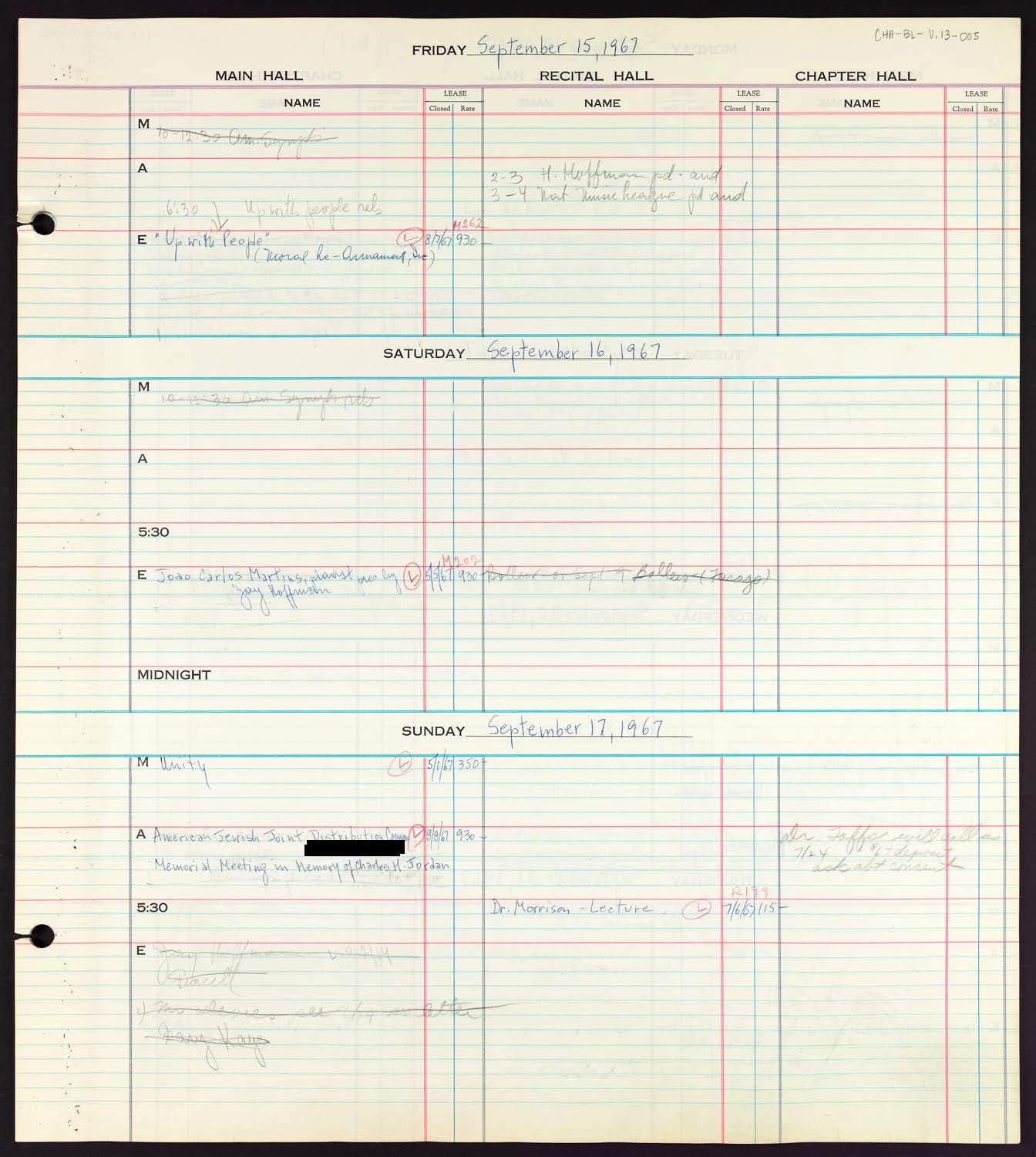 Carnegie Hall Booking Ledger, volume 13, page 5