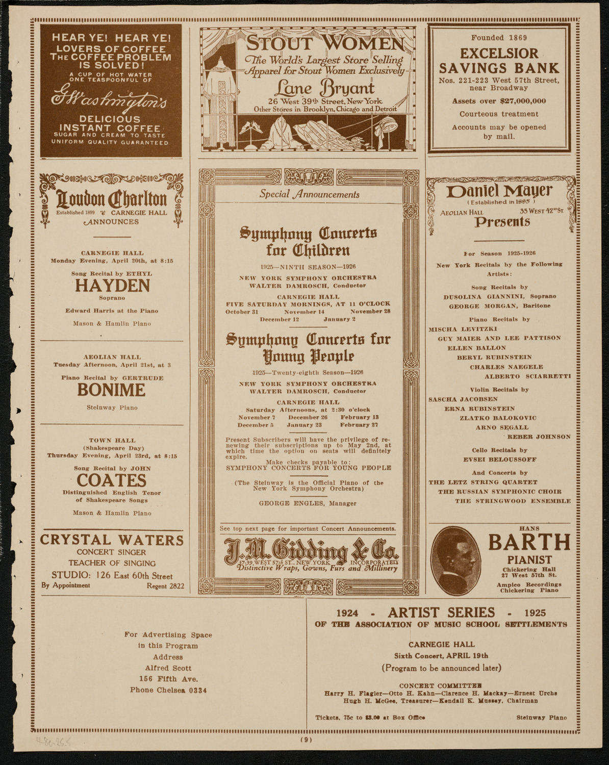 Oratorio Society of New York, April 8, 1925, program page 9