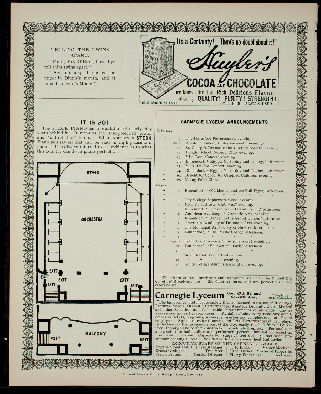 Amateur Comedy Club, February 6, 1904, program page 4