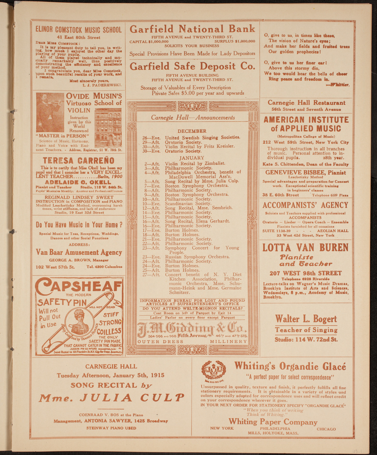 German Christmas Festival, December 21, 1914, program page 3