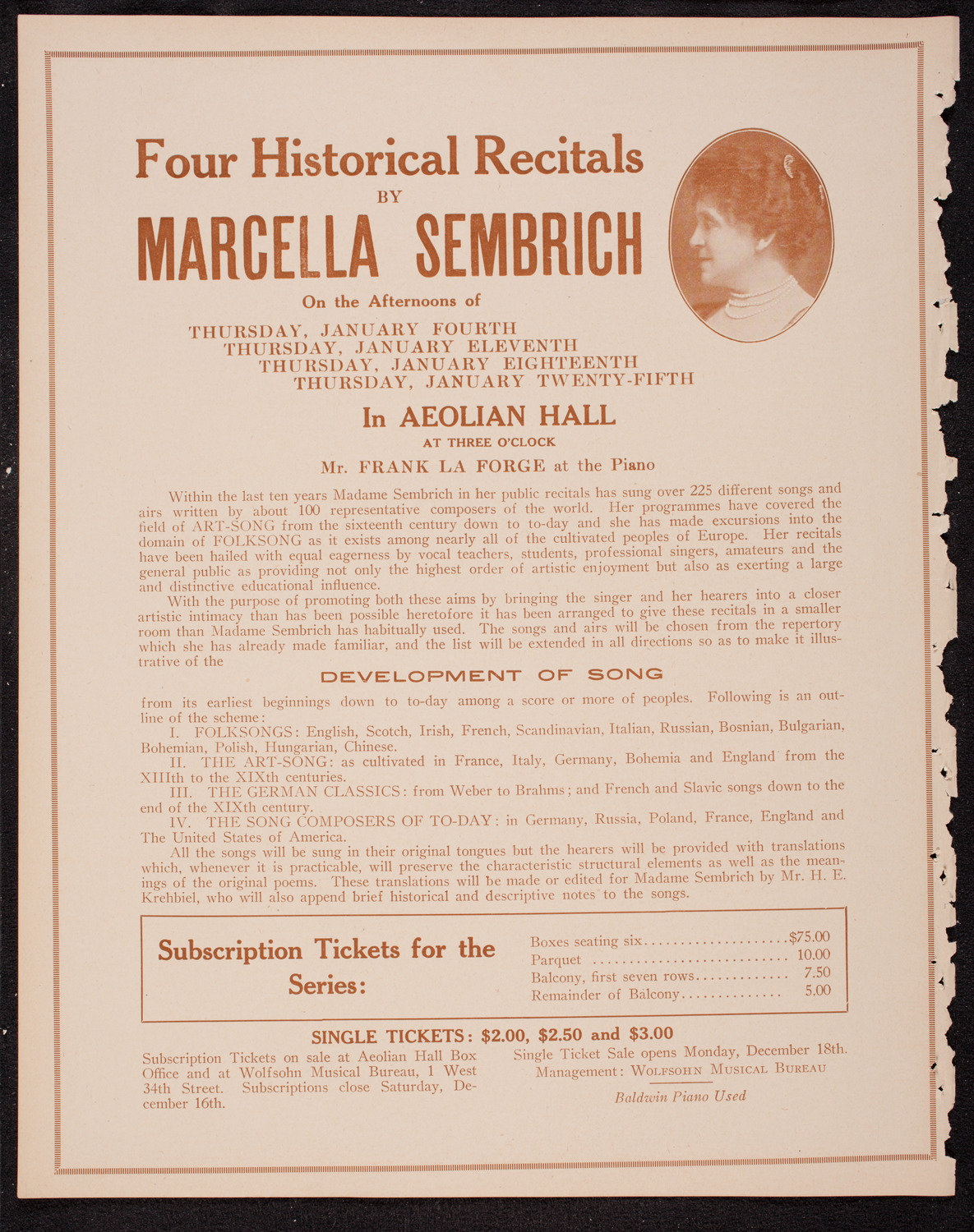 Marcella Sembrich, Soprano, November 21, 1916, program page 10