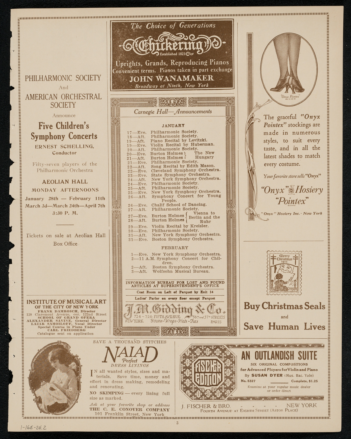 Sascha Culbertson, Violin, with Orchestra, January 16, 1924, program page 3