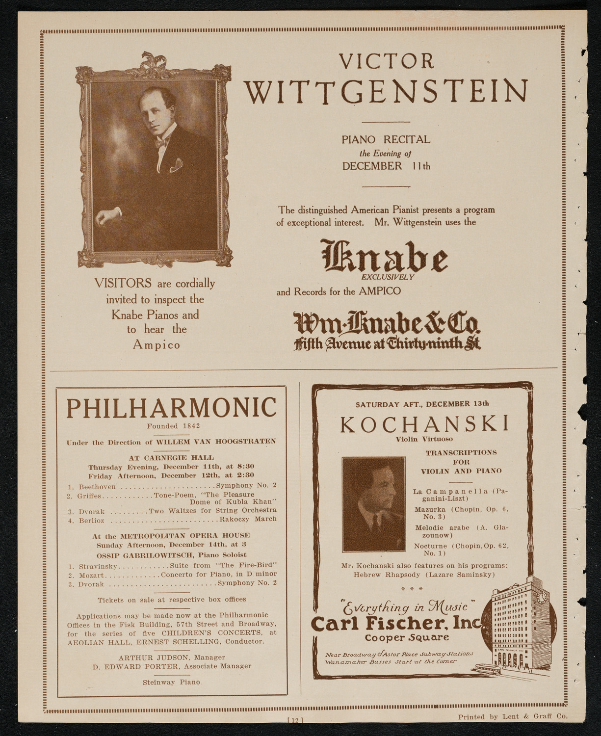 Carlos Sedano, Violin, December 8, 1924, program page 12